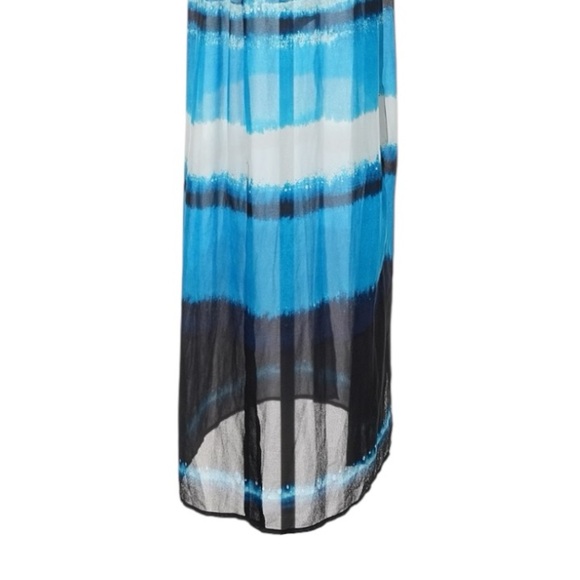 Michael Kors Sleeveless Maxi Dress Blue Ombre Button Front Pockets Slit M NWT - Picture 8 of 11